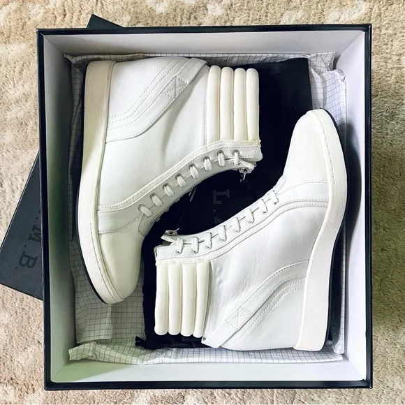 L.A.M.B Georgi White Leather Hidden Wedge Zip Up High Top Sneaker Size 8 1/2 - Picture 2 of 15